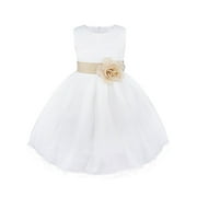 iEFiEL Kids Toddler Girls Navy Blue Flower Girls Dress Formal Wedding Pageant Party Dress